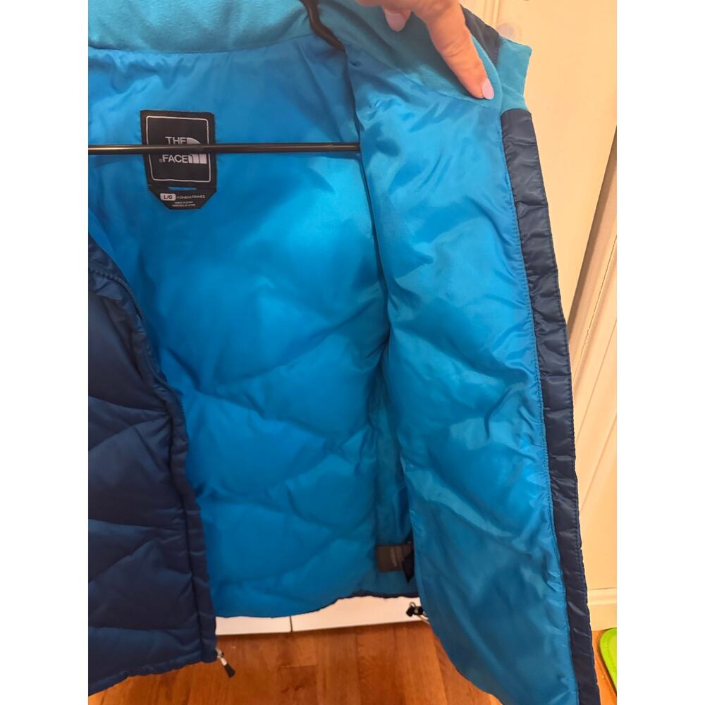 Women's The North Face 550 Fill Nuptse Down Blue Quilted Puffer Vest Jacket L - Picture 4 of 7